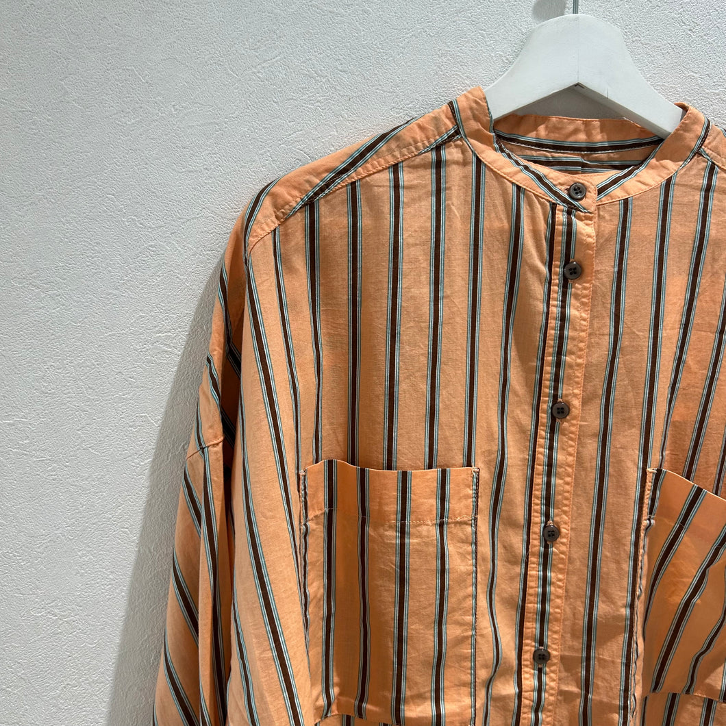 バンドカラーストライプシャツ