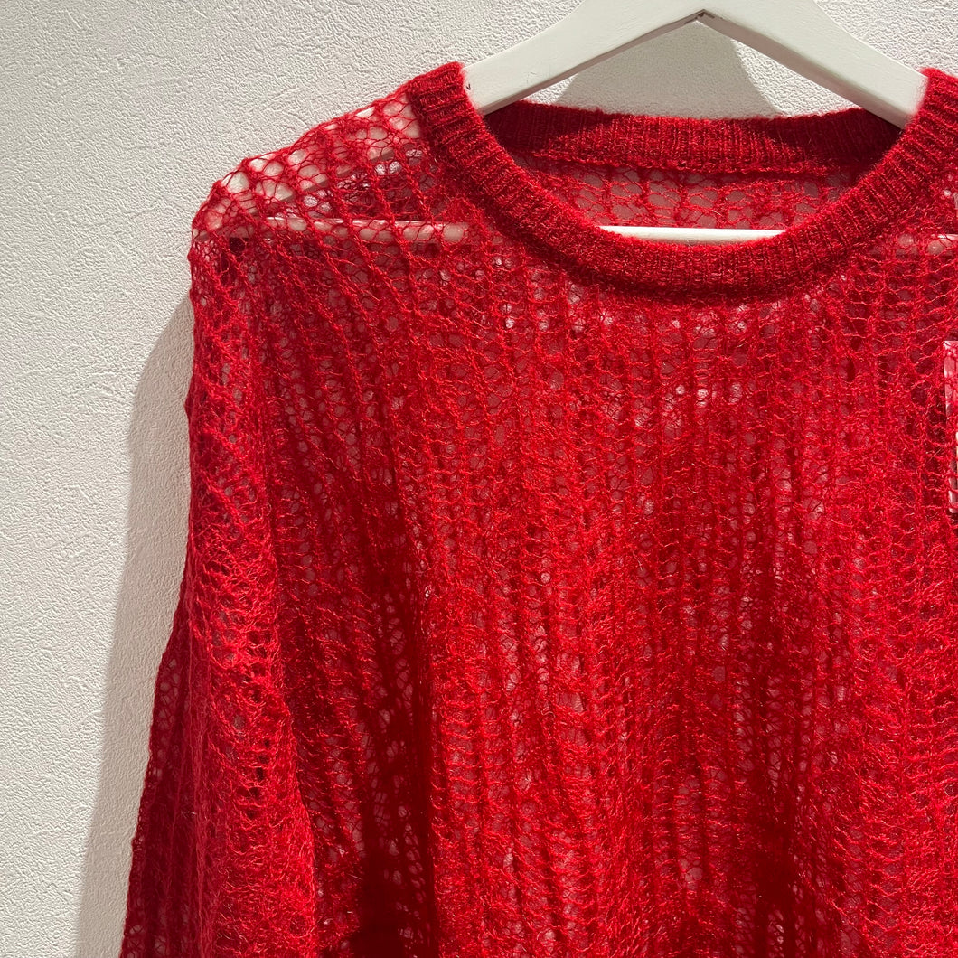 モヘア透かし編みニット