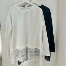 画像をギャラリービューアに読み込む, 裾レースイレヘムロンTトップス
